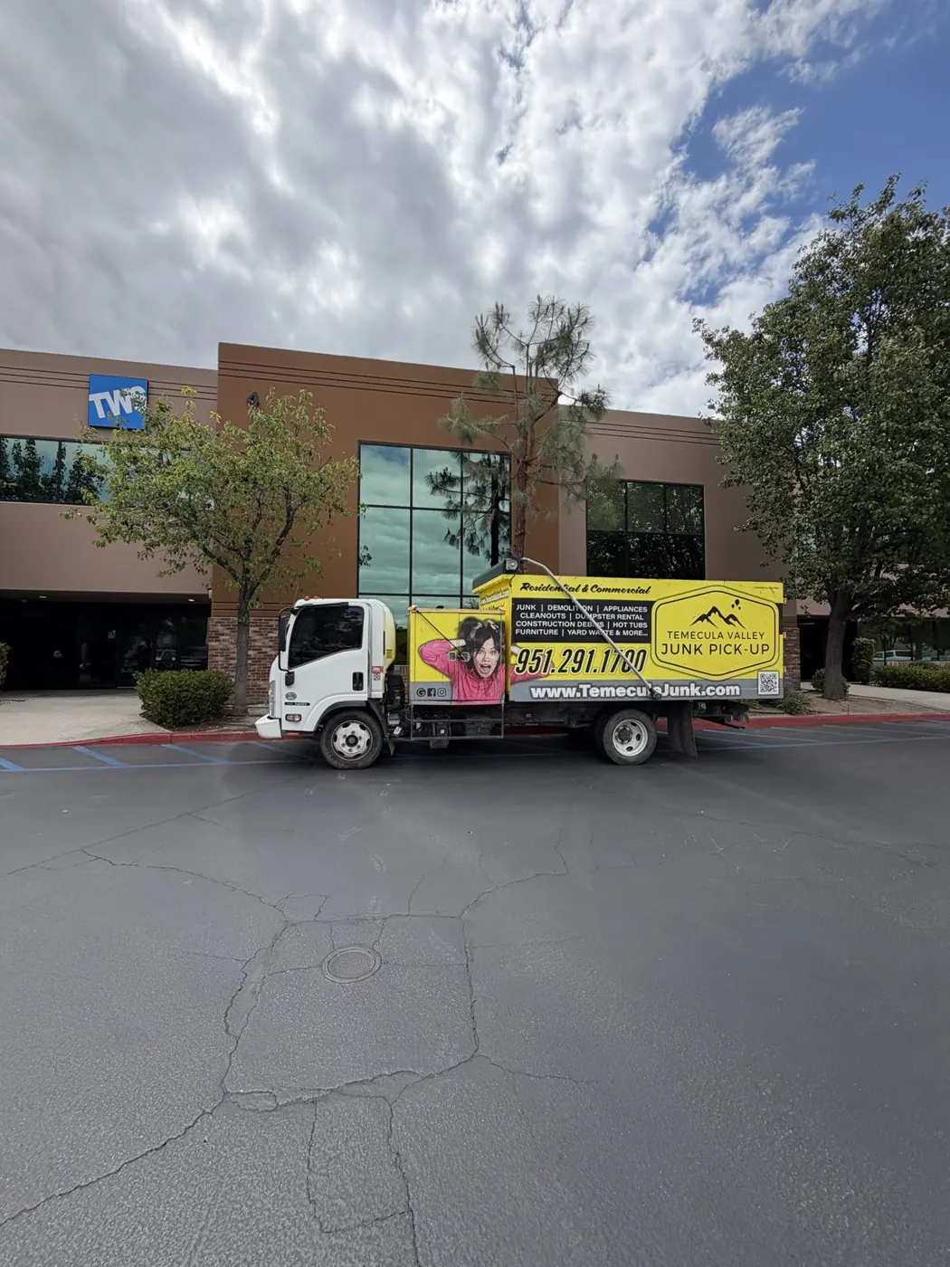 Box truck at a commercial office building